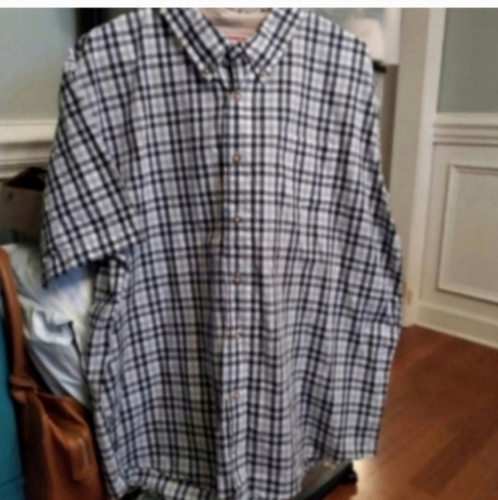 Wrangler Premium Quality Wrinkle Resistant Black Blue White Plaid Shirt XLcasual